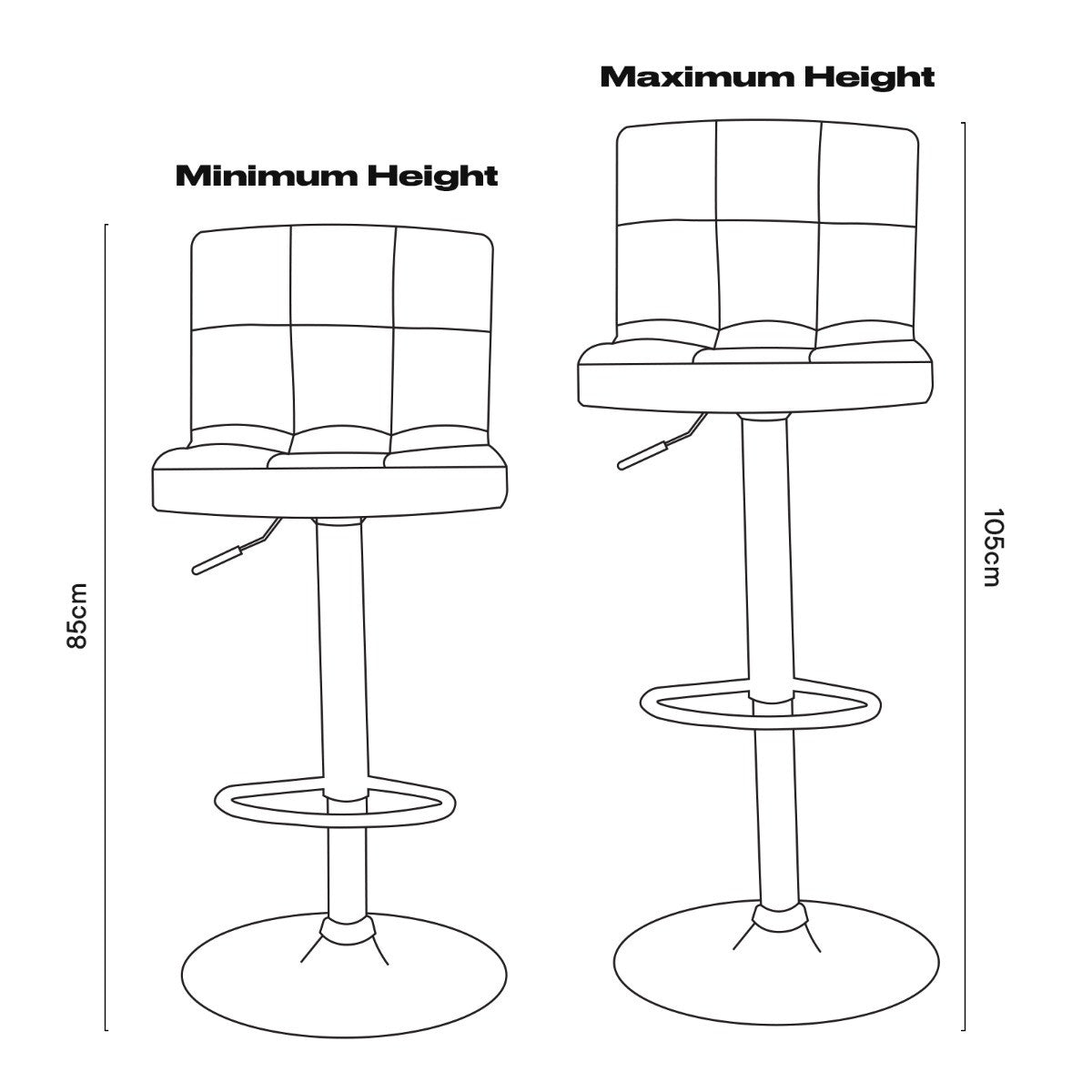 Set of 2 Adjustable Velvet Bar Stools - Grey - Truly Yours