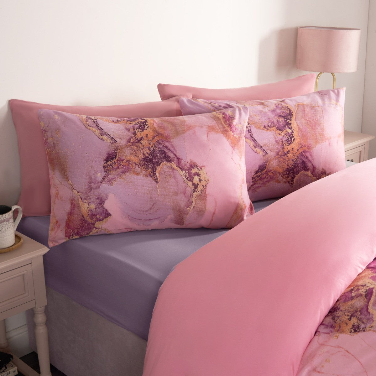 Marble Print Duvet Set - Blush Pink - Truly Yours