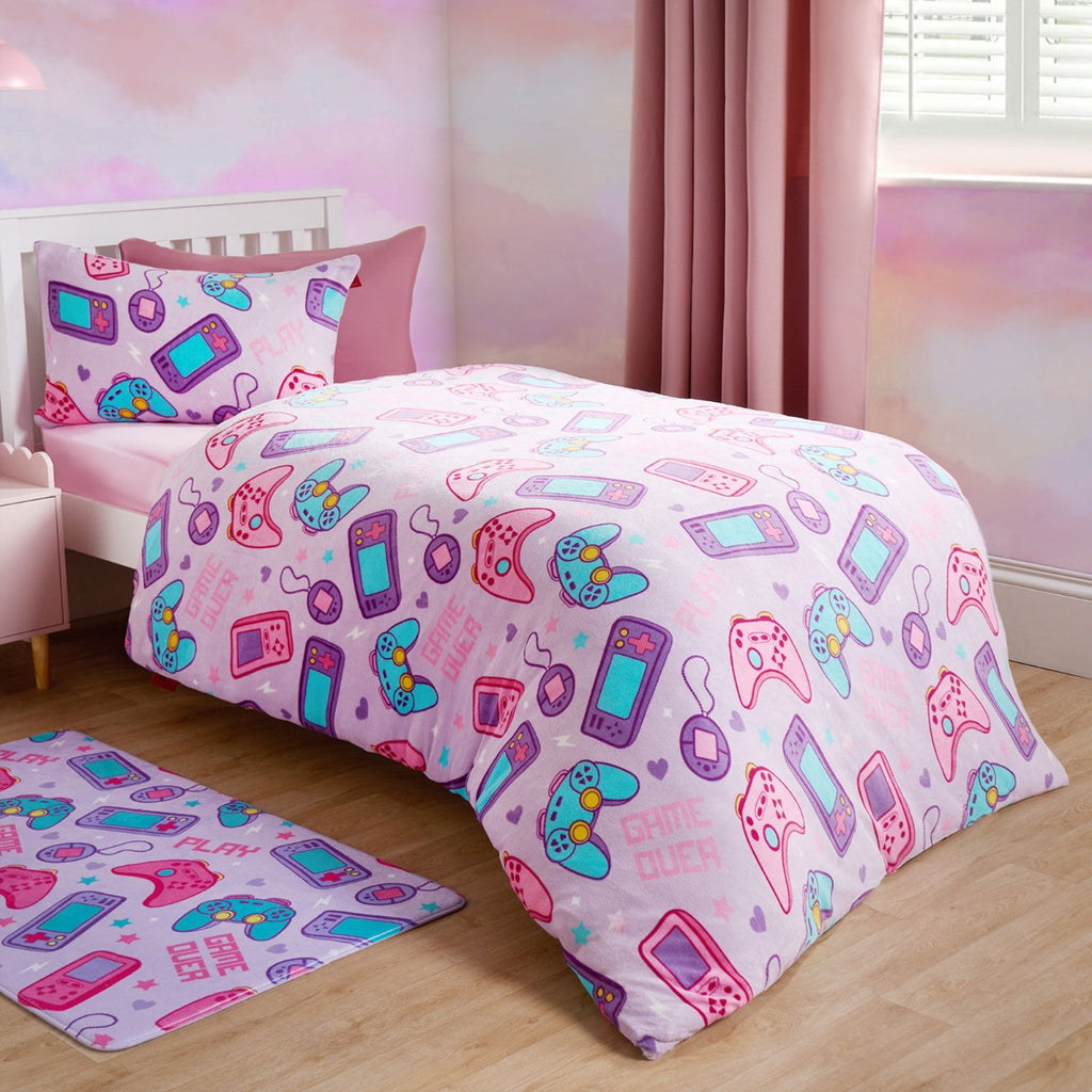 Gaming Print Fleece Duvet Set, Lilac - Single - Truly Yours