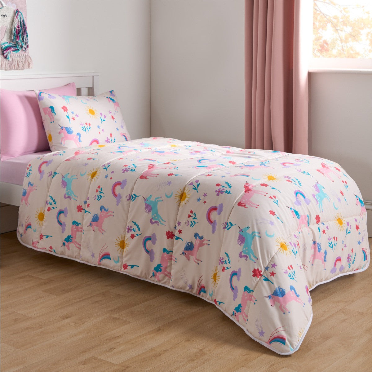 Unicorn Coverless 10.5 Duvet & Pillowcase, Pink - Single