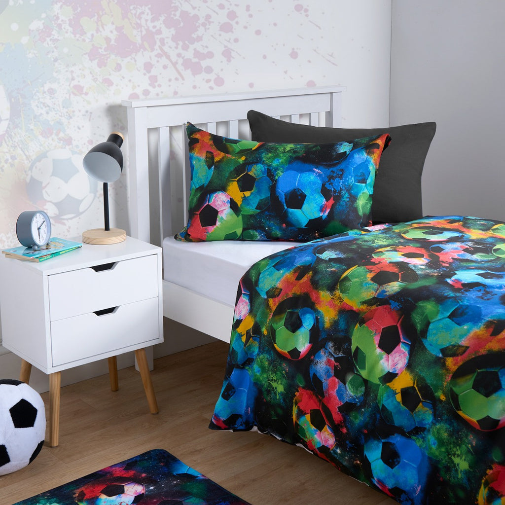 Reversible Football Duvet Set - Neon