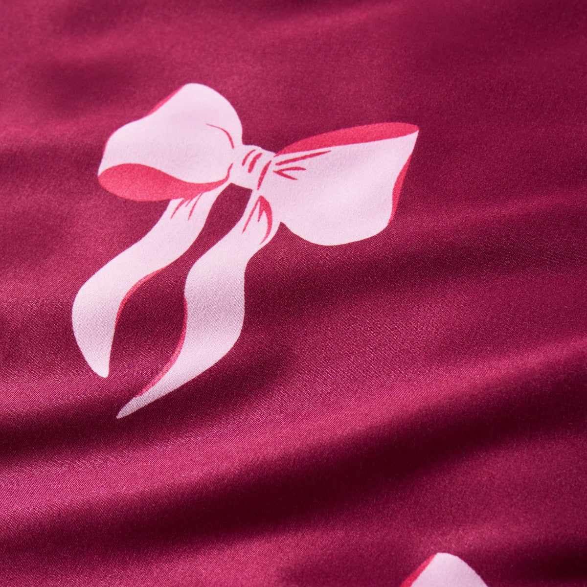 Bow Print Reversible Duvet Cover Set - Burgundy/Pink - Truly Yours