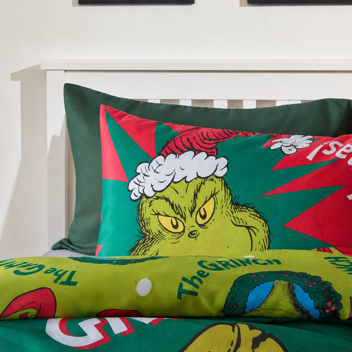 Grinch Printed Duvet Set - Green