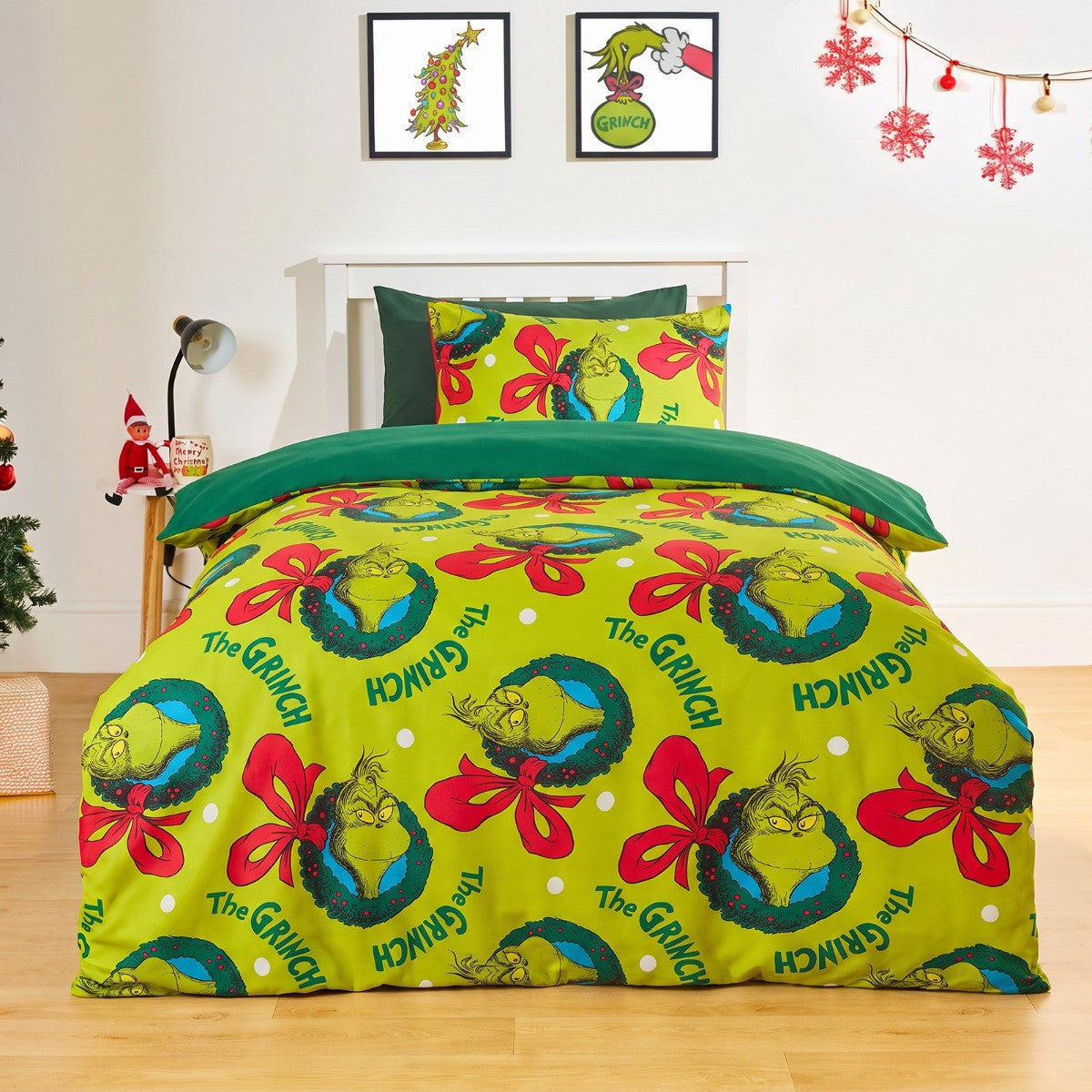 Grinch Printed Duvet Set - Green