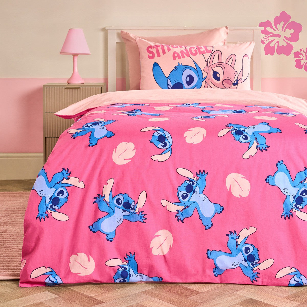 Stitch Printed Duvet Cover Set, Pink or Blue - Single