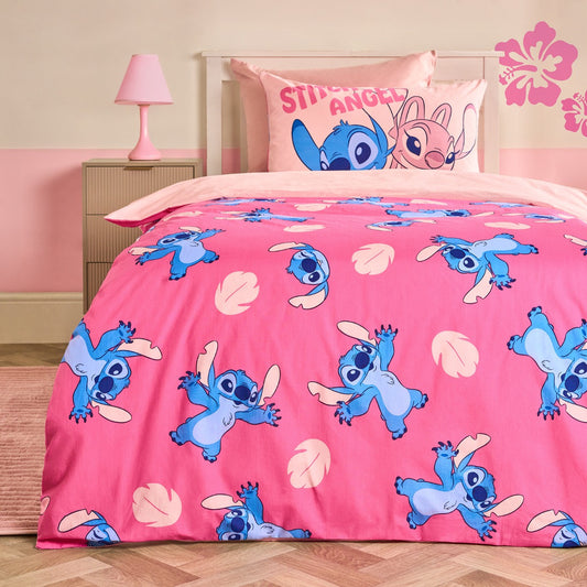 Stitch Printed Duvet Cover Set, Pink or Blue - Single