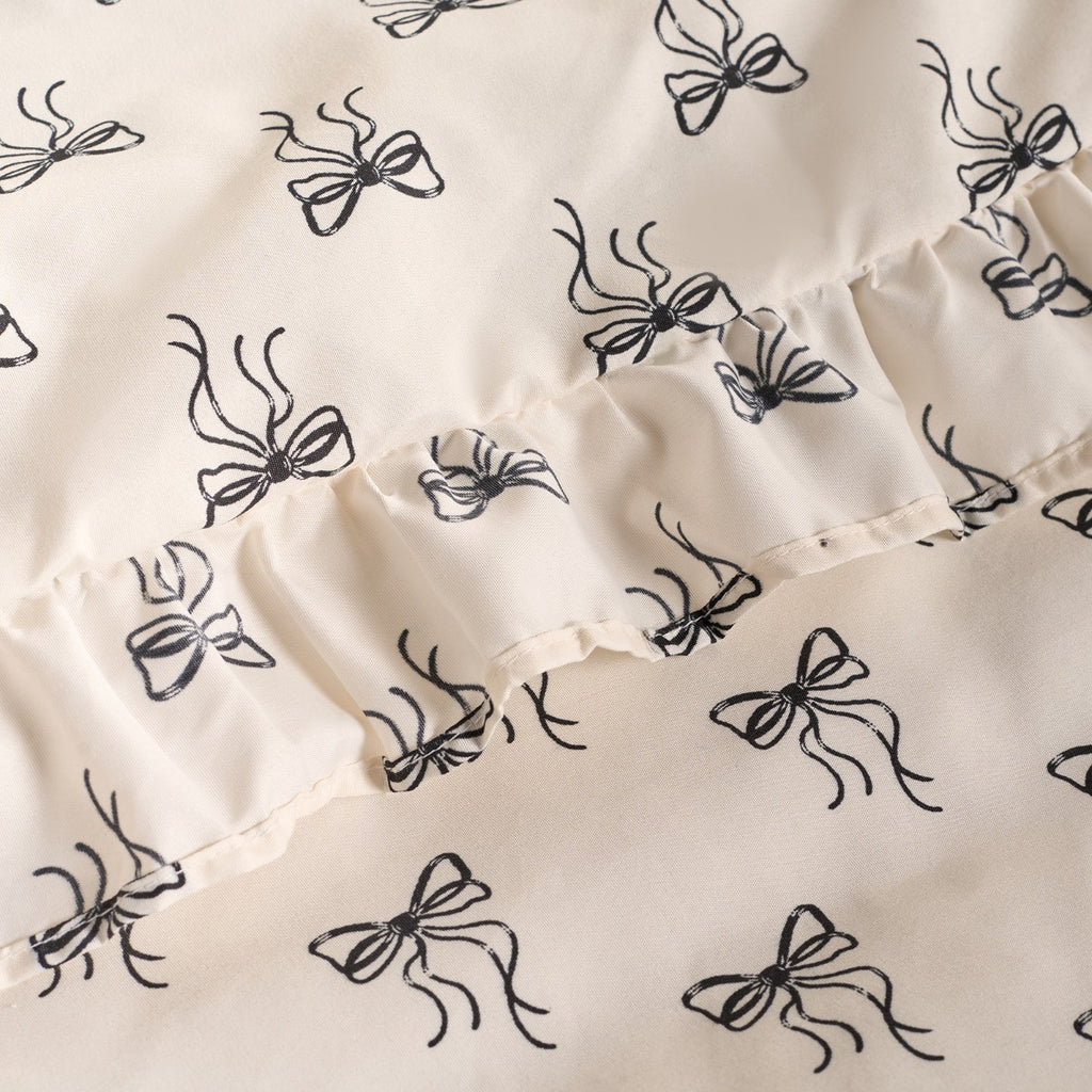 Ditsy Bow Frill Duvet Cover Set - Monochrome - Truly Yours