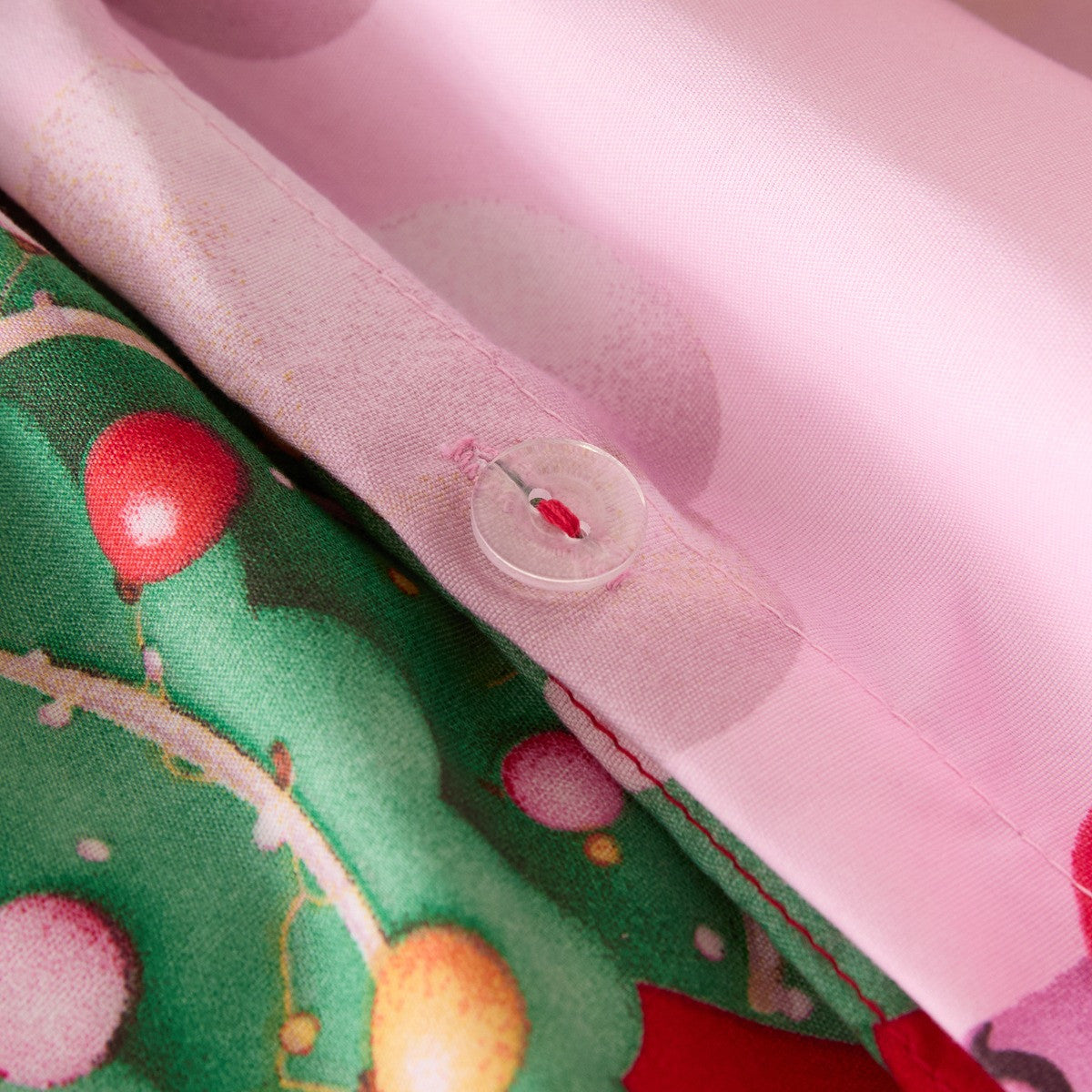 Christmas Unicorn Print Reversible Duvet Cover Set, Pink/Red - Single