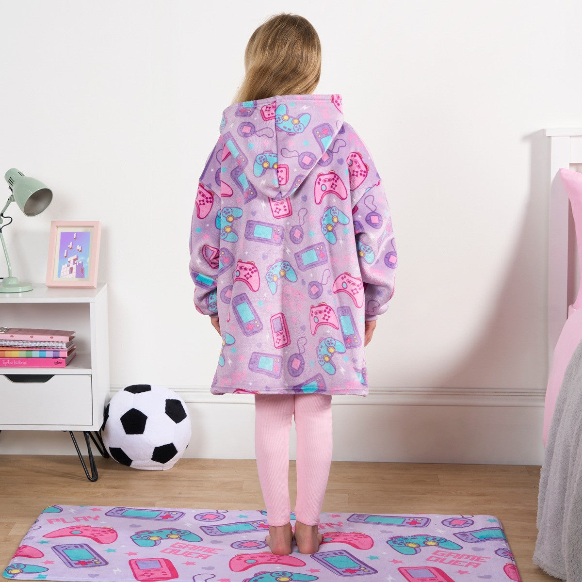 Kids Gaming Print Hoodie Blanket - Lilac - Truly Yours