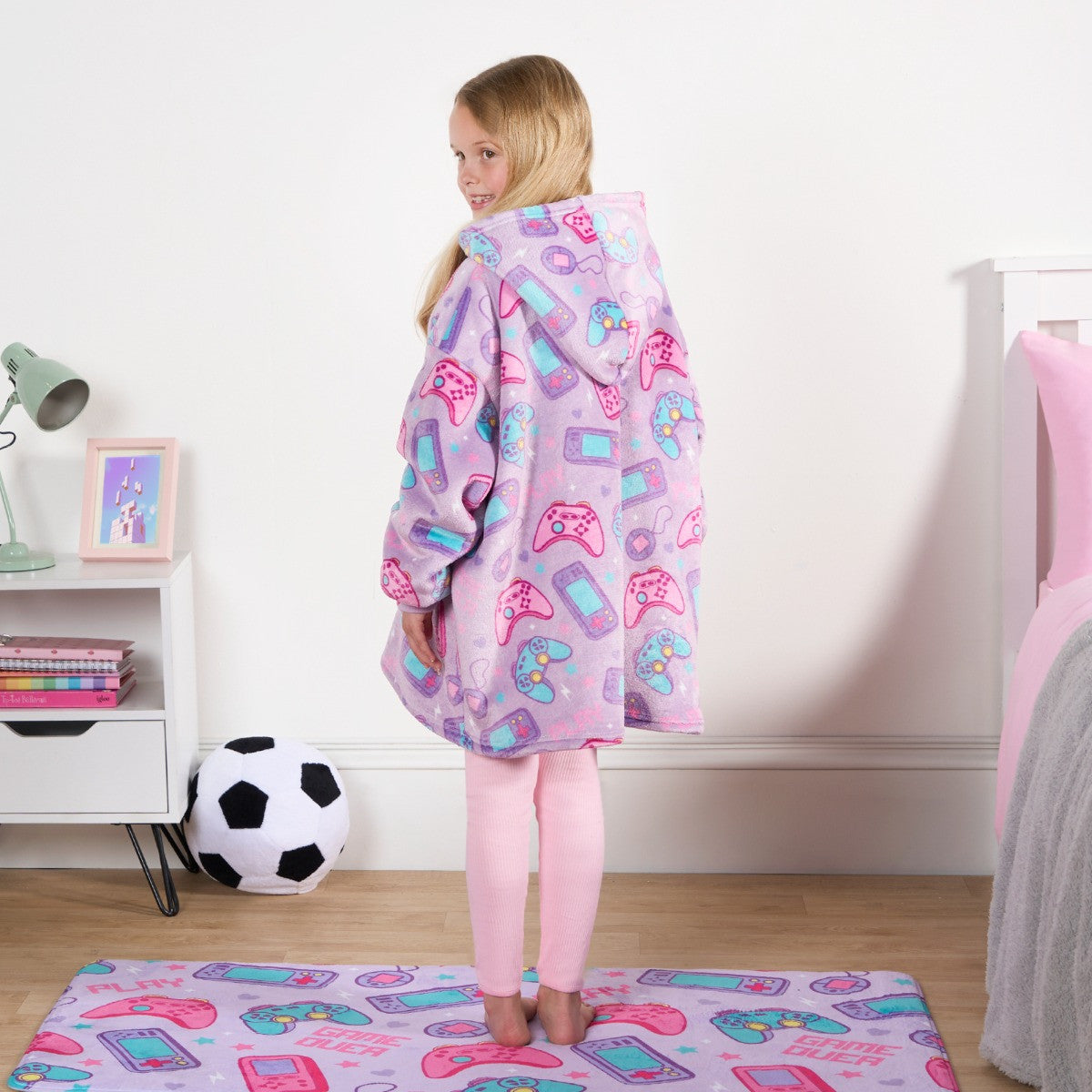 Kids Gaming Print Hoodie Blanket - Lilac - Truly Yours