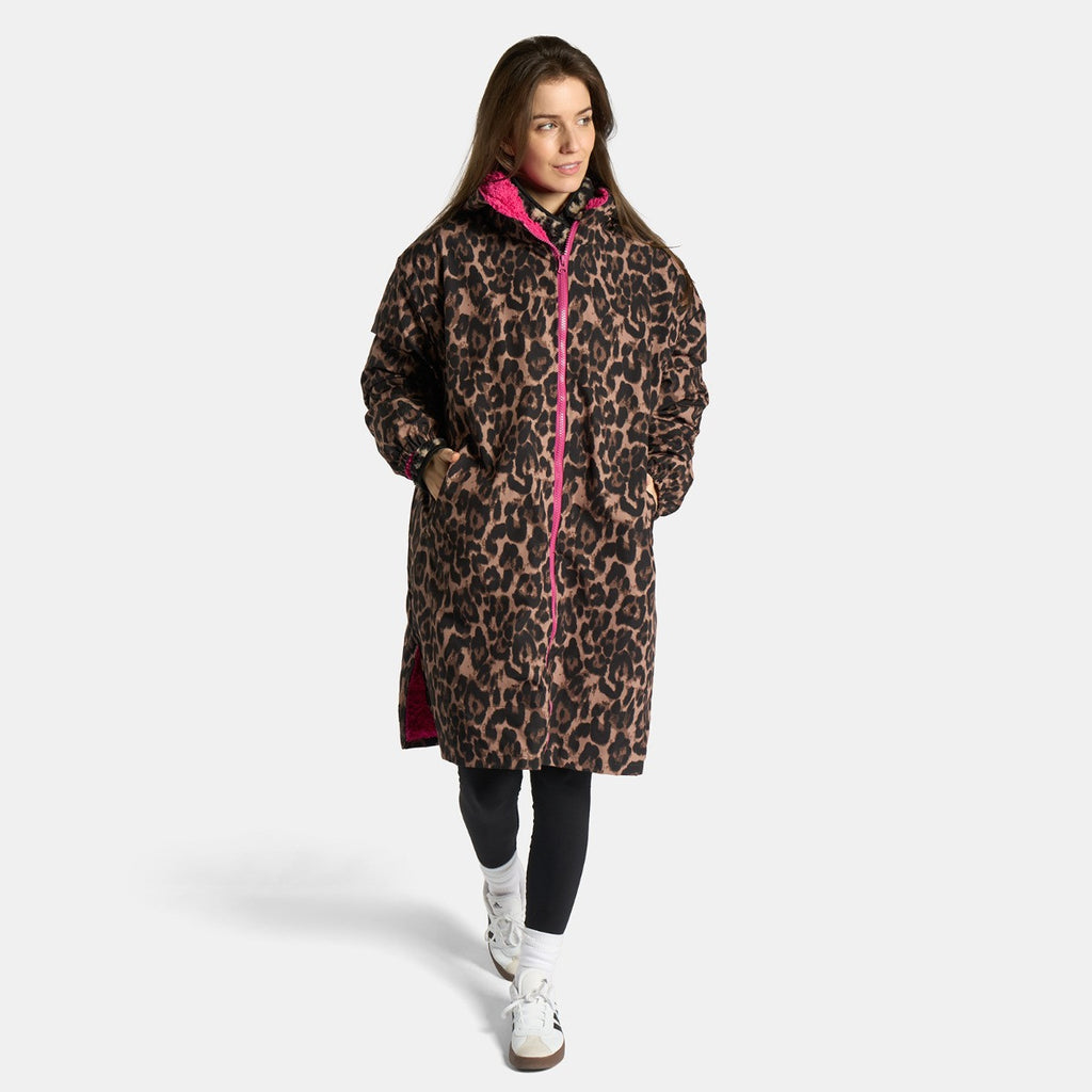 Adults Water Resistant Leopard Print Sherpa Drying Robe - Truly Yours
