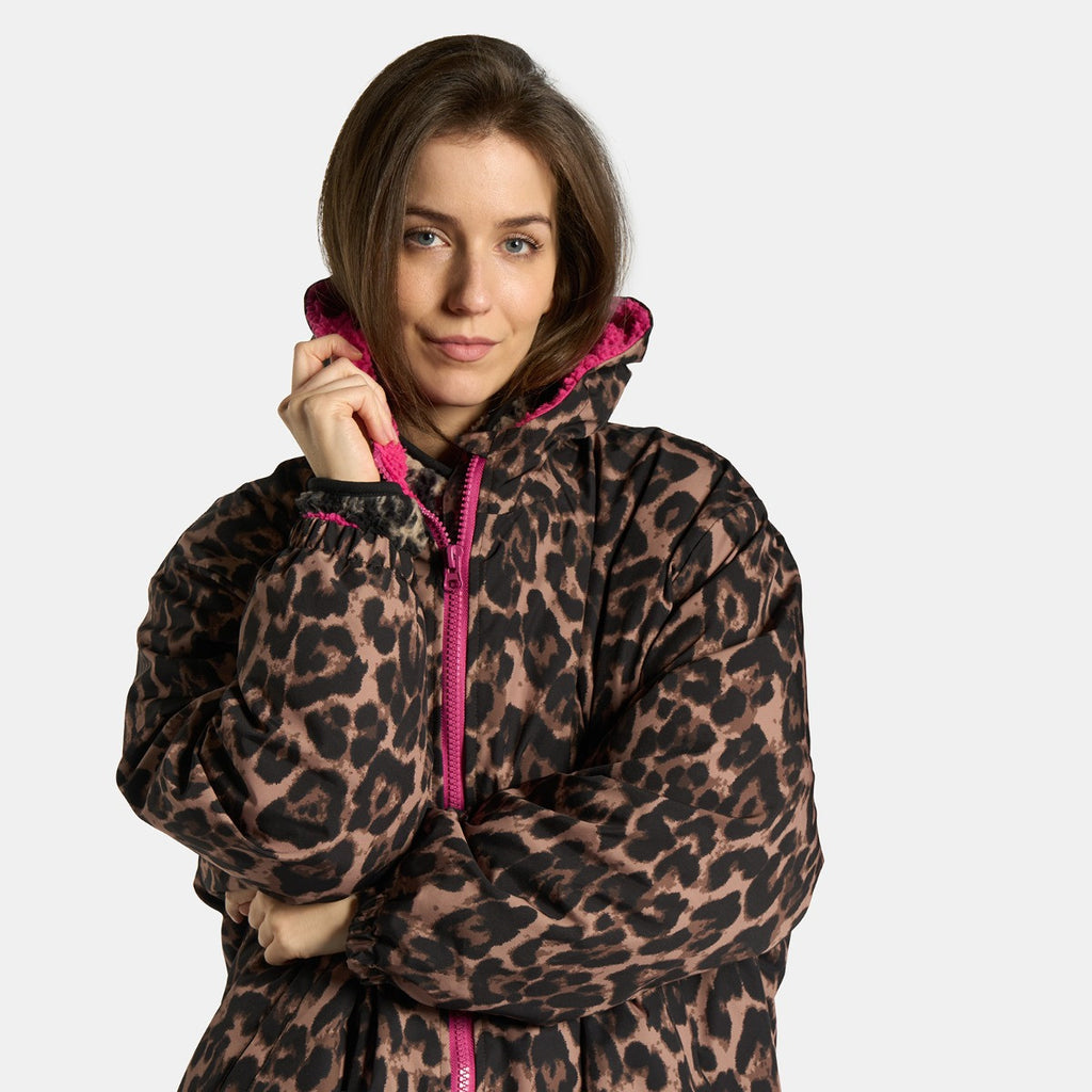 Adults Water Resistant Leopard Print Sherpa Drying Robe - Truly Yours
