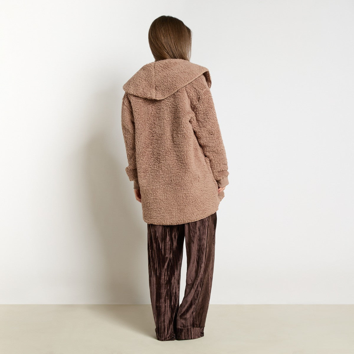 Unisex Waterfall Teddy Fleece Cardigan - Mink