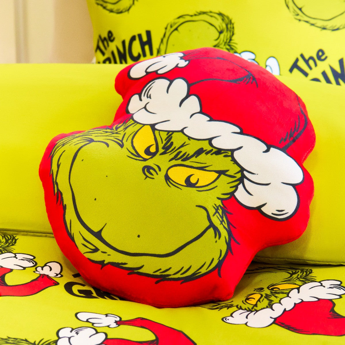 The Grinch Shaped Cushion - Green/Red