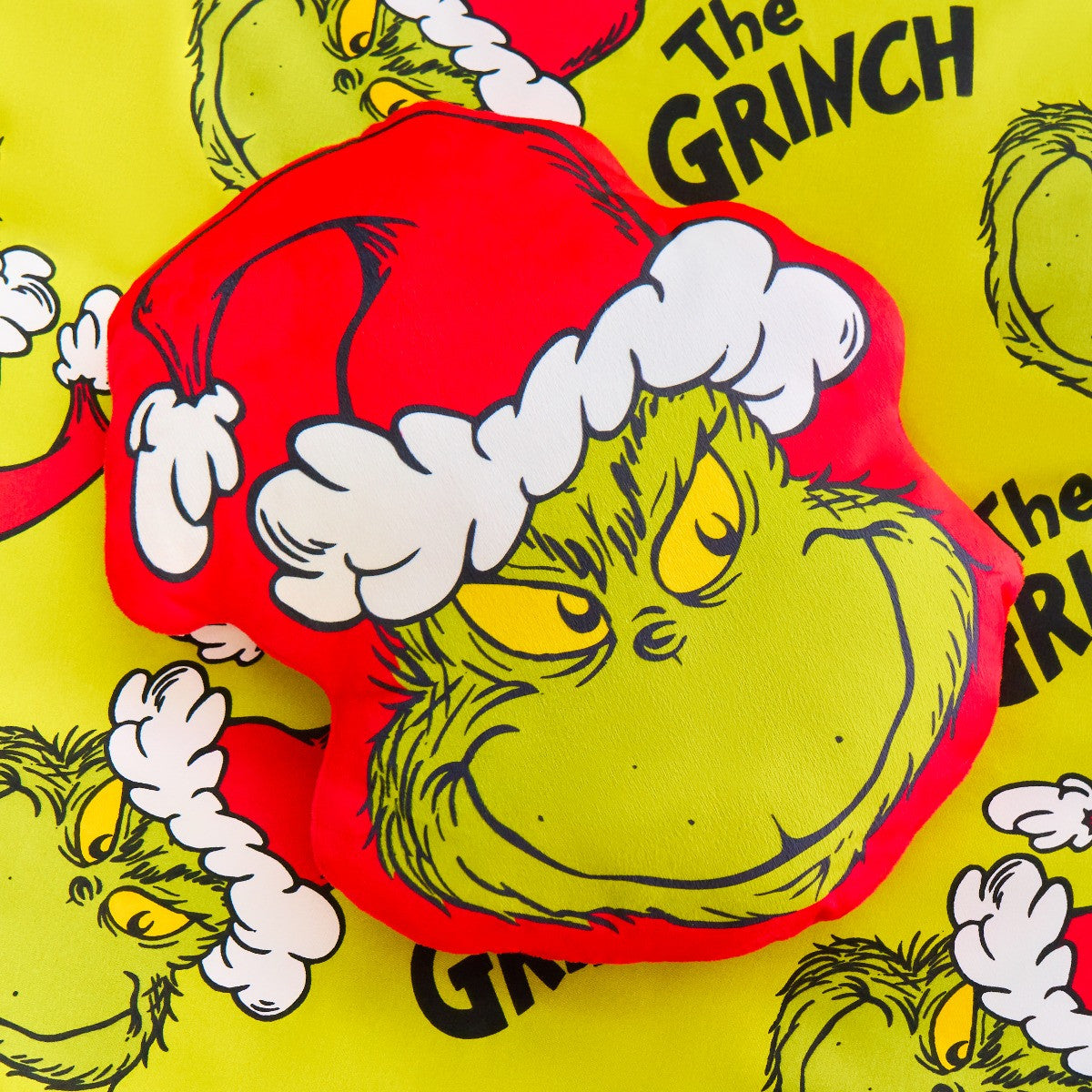 The Grinch Shaped Cushion - Green/Red