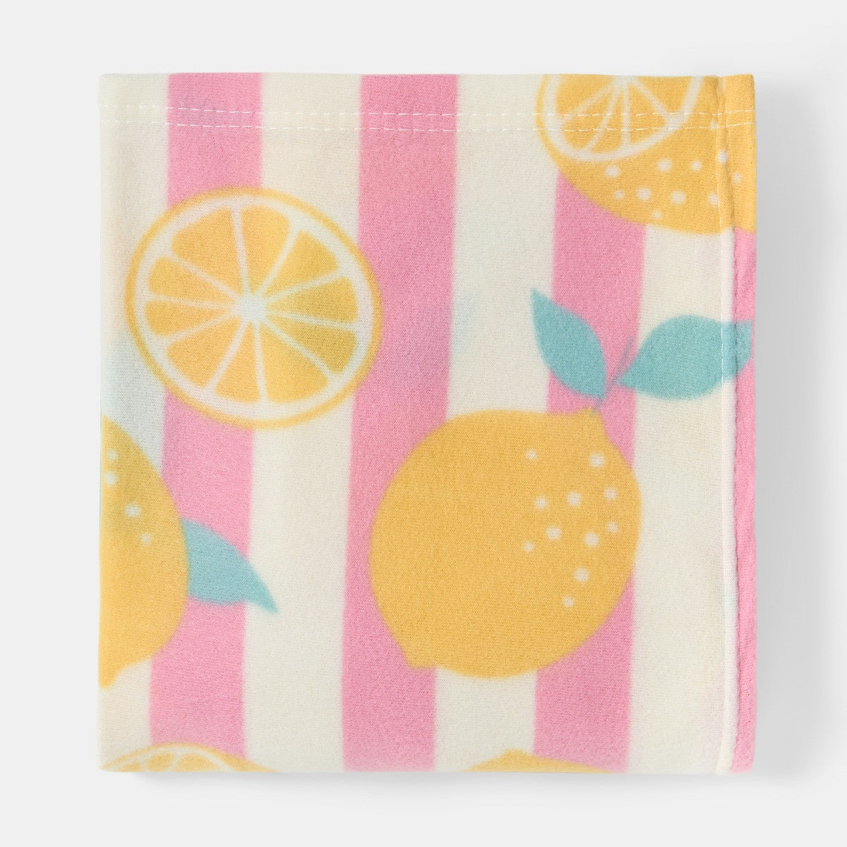 Lemon Print Stripe Fleece Throw - Yellow