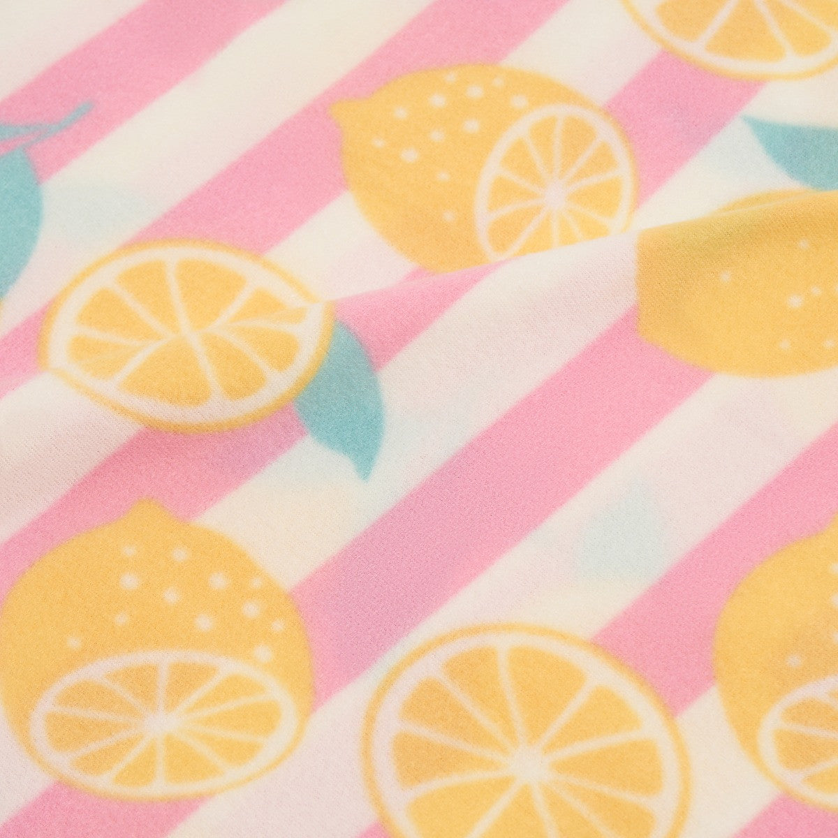 Lemon Print Stripe Fleece Throw - Yellow