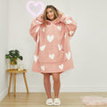 Heart Print Hoodie Blanket - Blush - Truly Yours