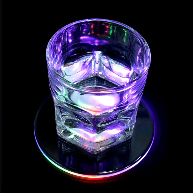 RGB LED Light Up Coaster - Acrylic Crystal Round Drink Coaster for Bar & Party Decoration - Truly Yours