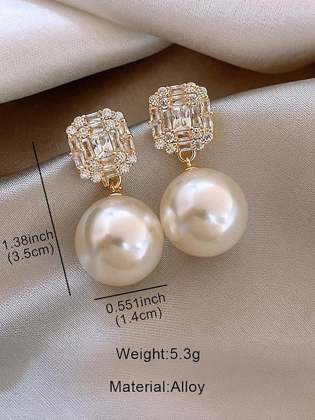 Crystal Pearl Drop Earrings – Gold Tone Statement Studs - Truly Yours