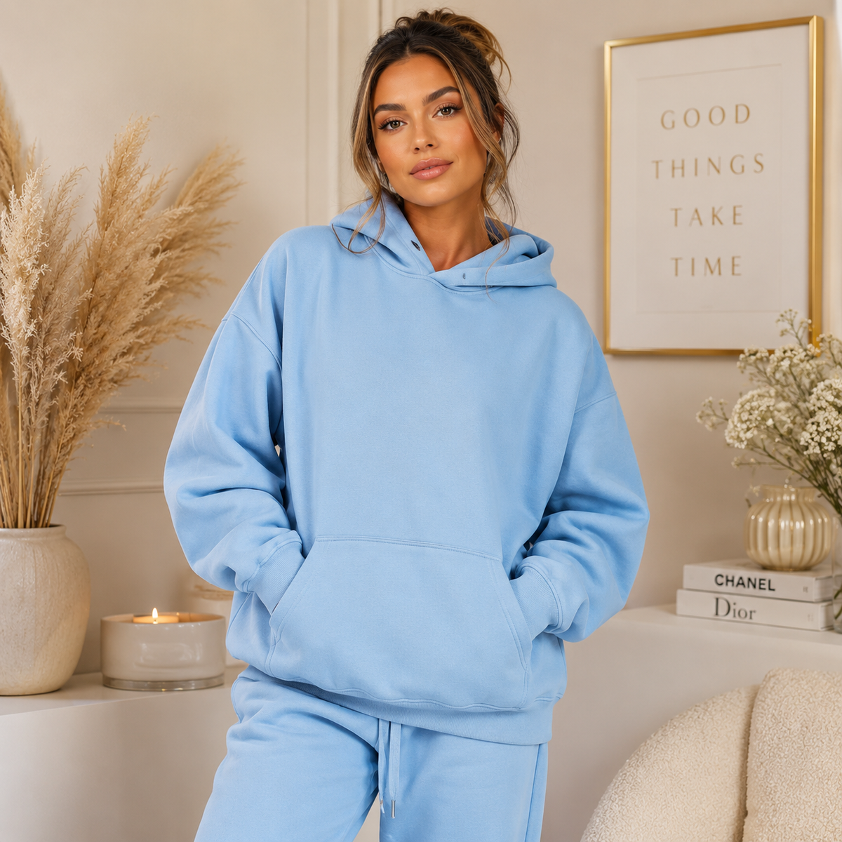 Ladies’ Light Blue Dog Lover Hoodie