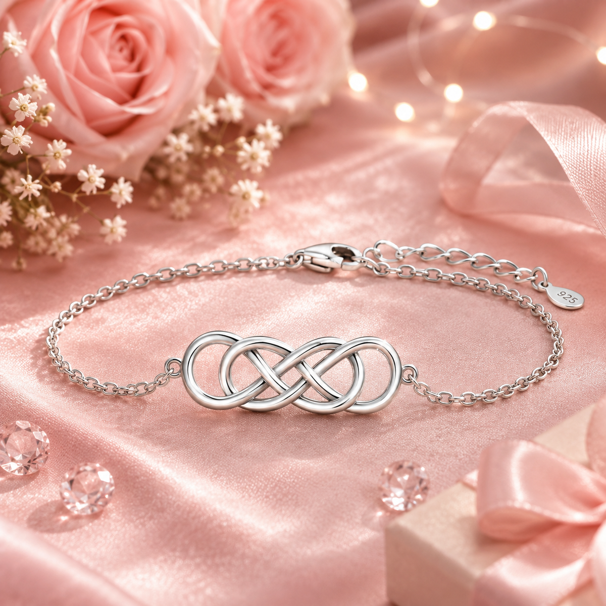 925 Sterling Silver Infinity Celtic Knot Adjustable Bracelet
