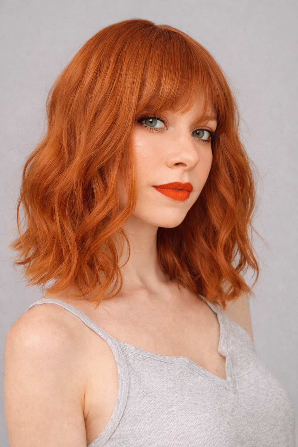Great for Sales) Fiery Copper Wave Wig – Soft Synthetic Hair with Natural Fringe - Truly Yours