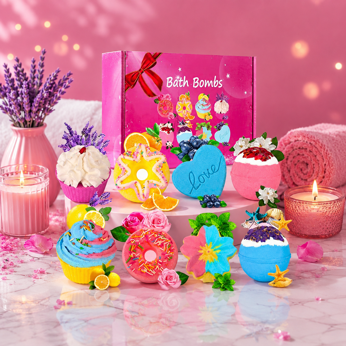 8 Large Handmade Bath Bomb Gift Set