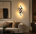 Modern Curved LED Wall Light – 18W Warm White Spiral Sconce (Black Finish) - Truly Yours