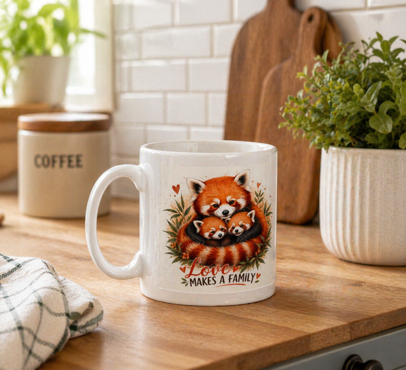 Red Panda Family Mug - Truly Yours