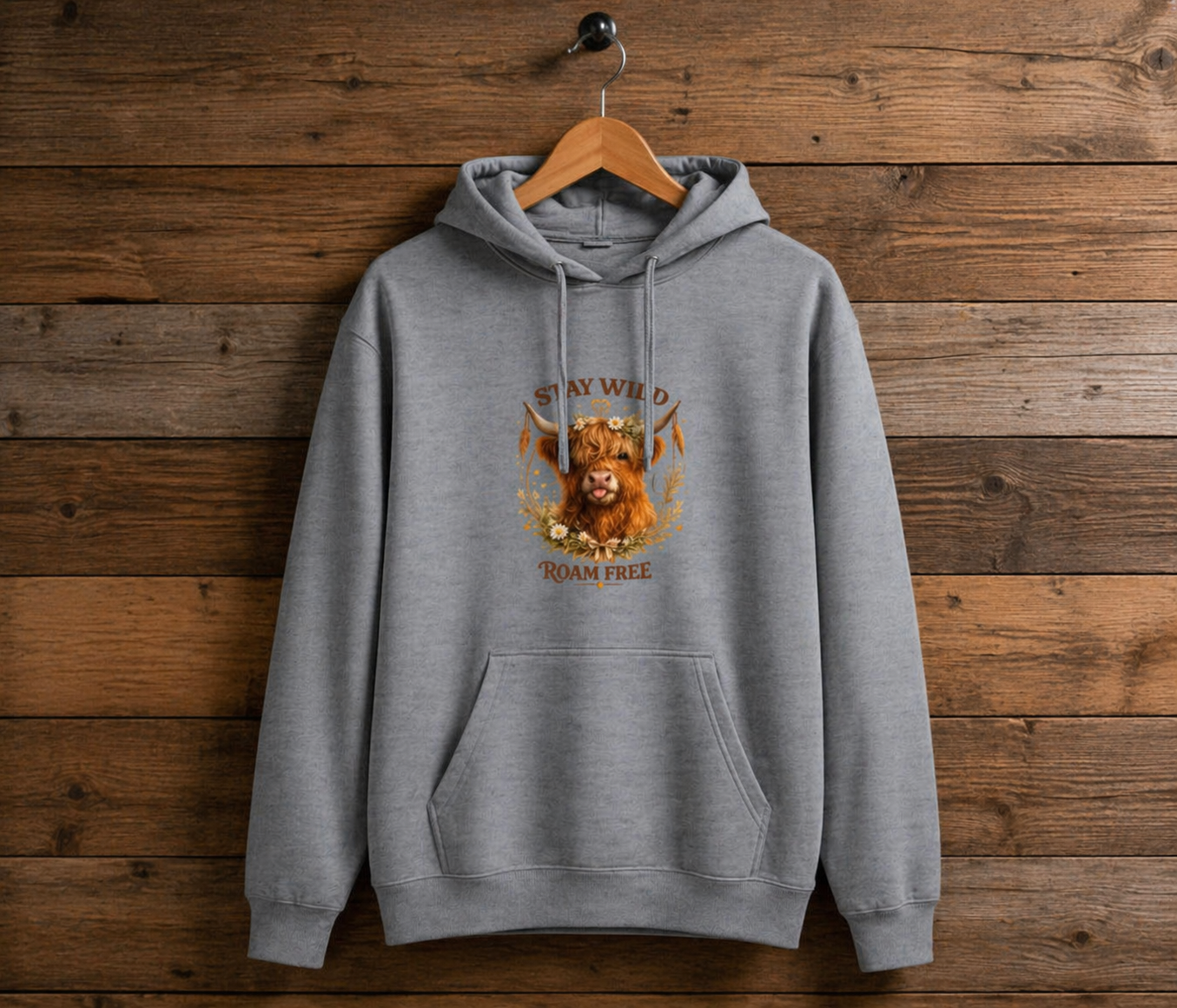 Stay Wild, Roam Free Highland Cow Hoodie - Various Colours - Truly Yours