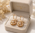 Gold Sunburst Crystal Drop Earrings – Elegant Hoop Dangle Statement Jewellery - Truly Yours