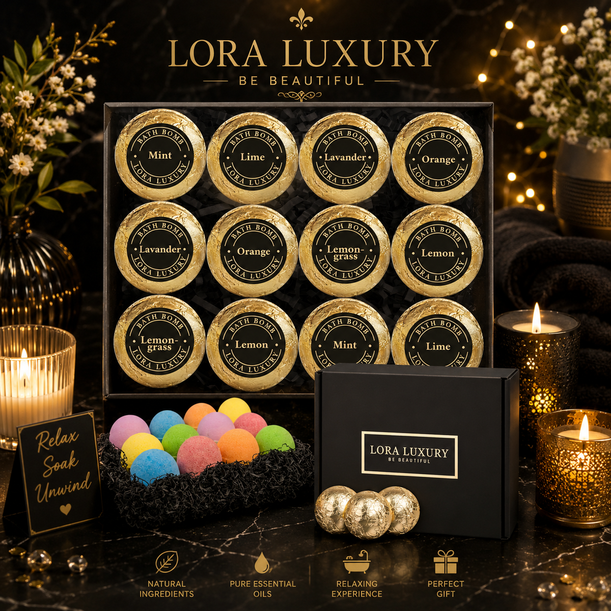 12pc Shea & Cocoa Butter Bath Bomb Gift Set