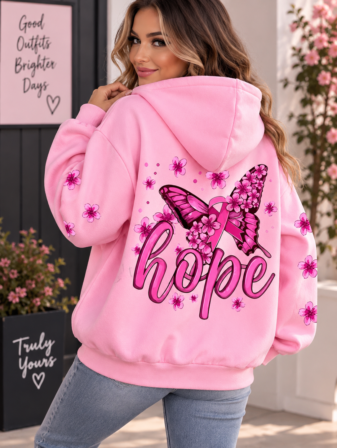Butterfly Hope Pink Hoodie