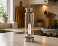 Crystal Infused Glass Water Bottle - Rejuvenating Rose Quartz - Obelisk - Truly Yours