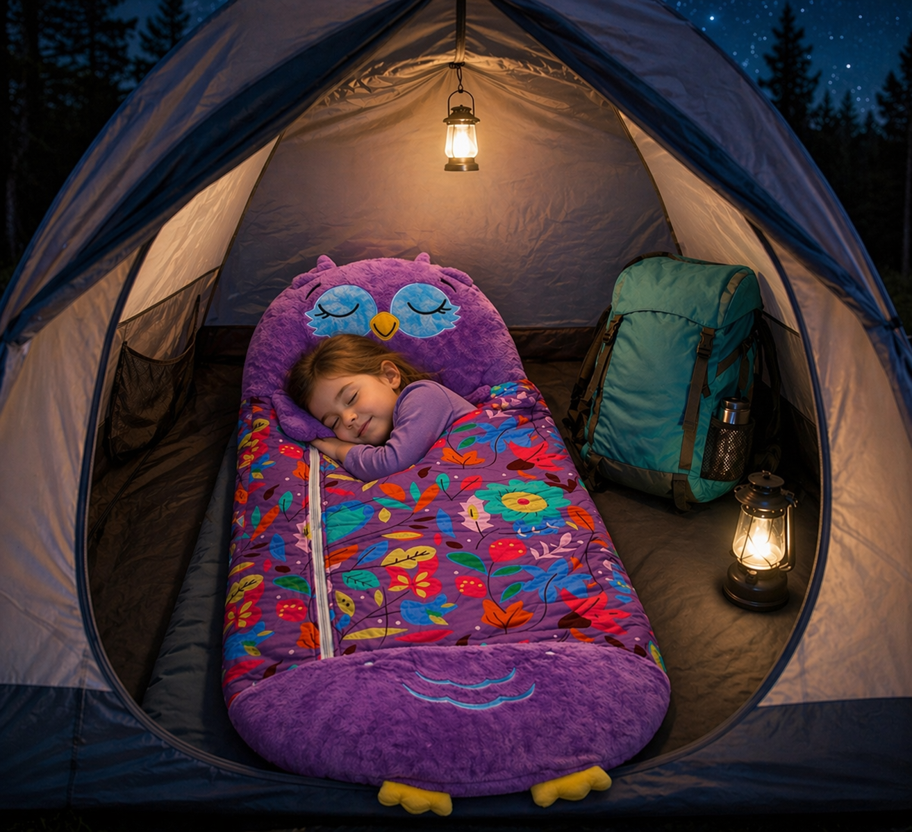 Cute Owl Kids Sleeping Bag – Soft Plush Foldable Nap Mat with Pillow - Truly Yours