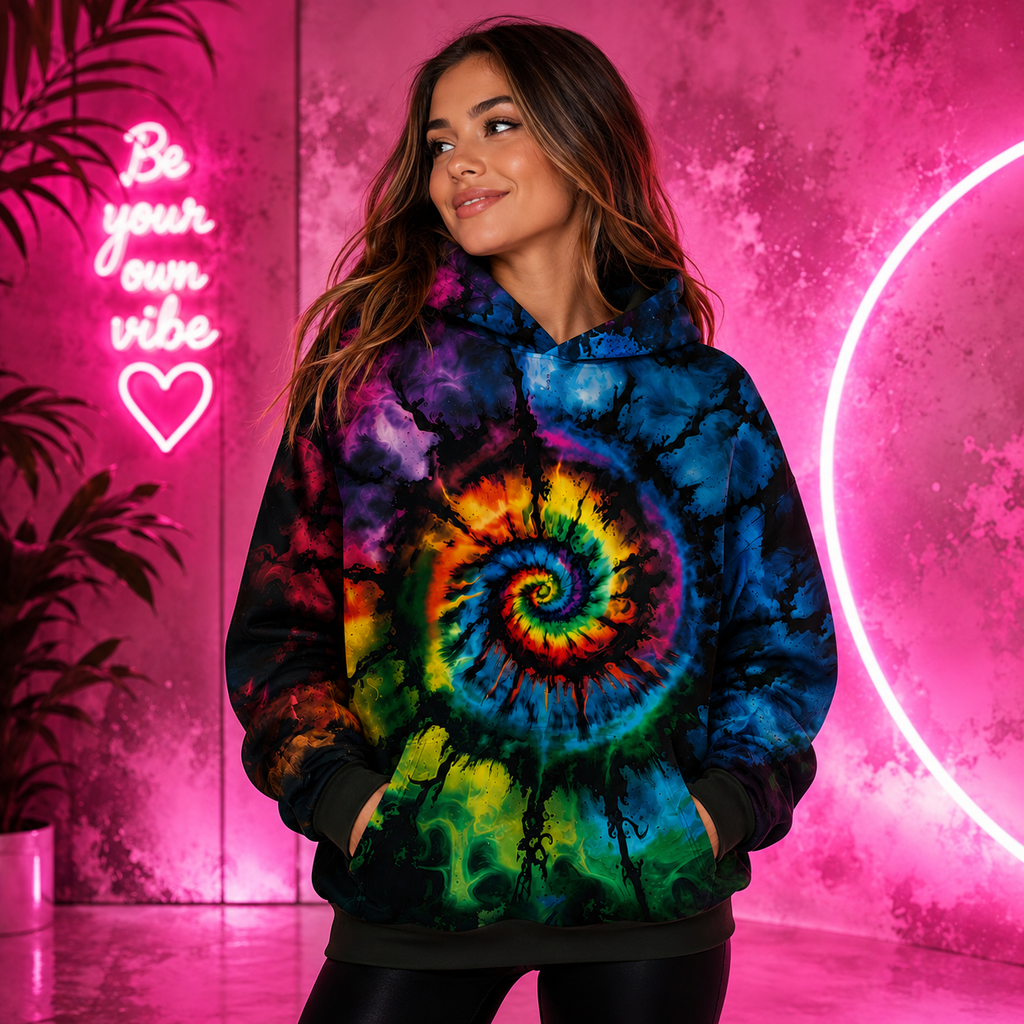 Unisex Rainbow Spiral Tie-Dye Hoodie