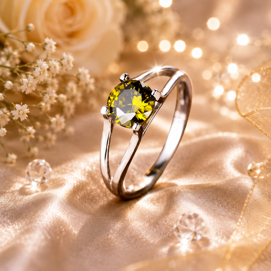 925 Sterling Silver Peridot Birthstone Ring – August Birthstone Solitaire Ring