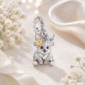 Adorable 925 Sterling Silver Highland Cow Dangle Charm