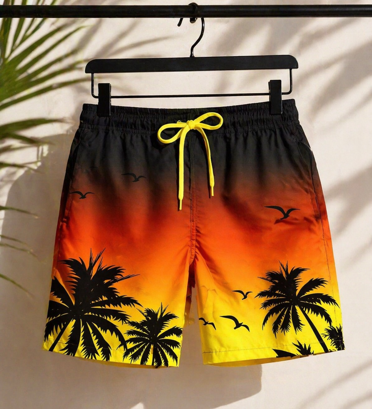 Sunset Ombre Beach Shorts with Palm Print - Truly Yours