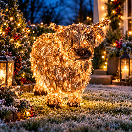 Lighted Highland Cow Christmas Decoration