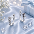 925 Sterling Silver Rose Design Hoop Earrings