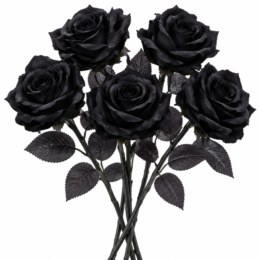 Black Gothic Rose Bouquet – 5 Pieces