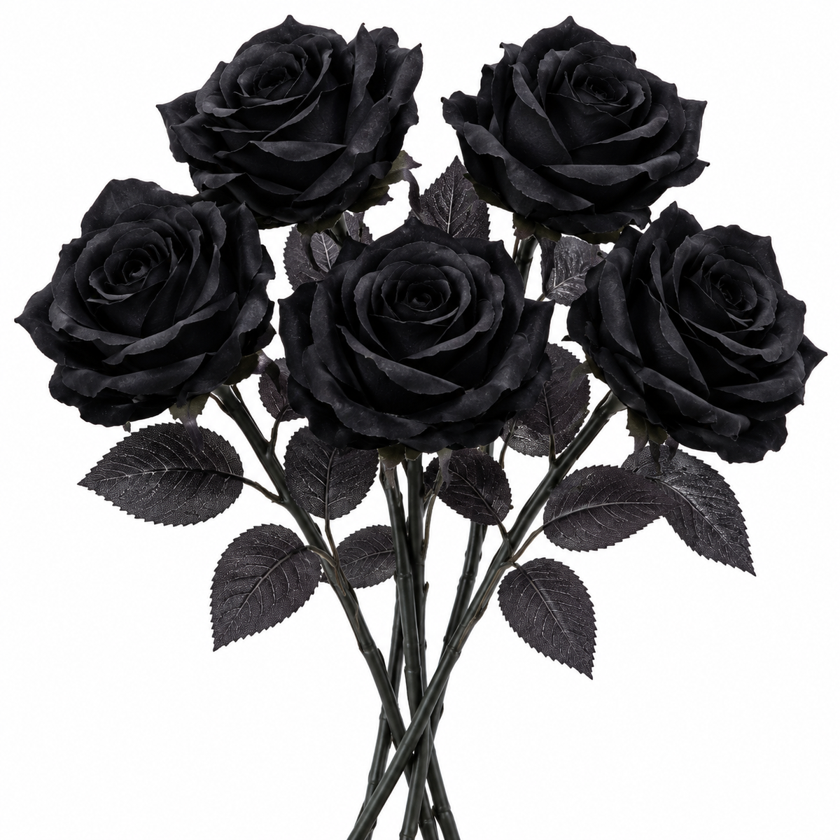Black Gothic Rose Bouquet – 5 Pieces