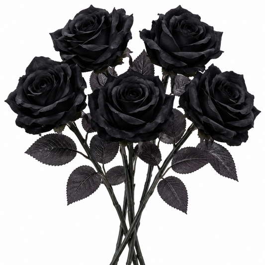 Black Gothic Rose Bouquet – 5 Pieces