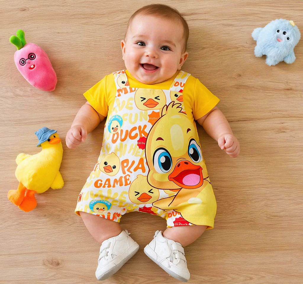 Adorable Lion or Duck Baby Outfit Set – Cartoon Romper & T-Shirt for Boys & Girls - Truly Yours