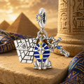 925 Sterling Silver Ancient Egypt Charm with Pyramid & Ankh