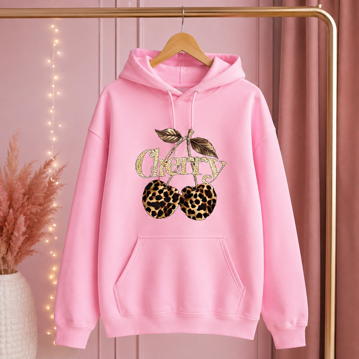 Women’s Cherry Leopard Print Hoodie