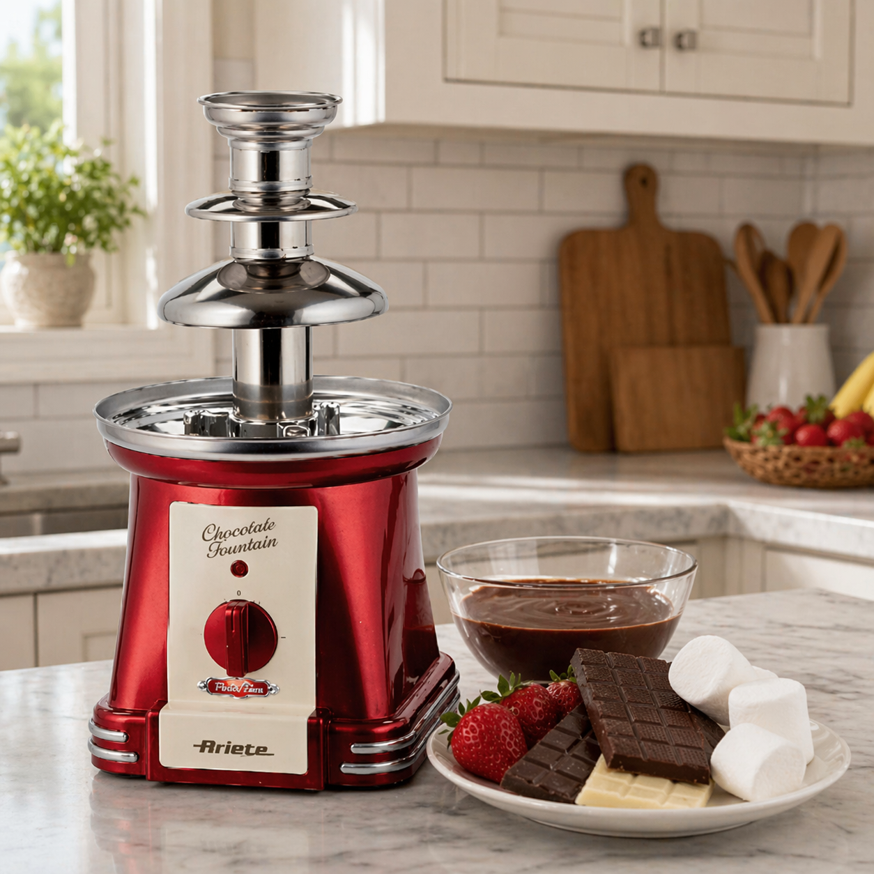 Chocolate Fountain, Vintage Style, Red