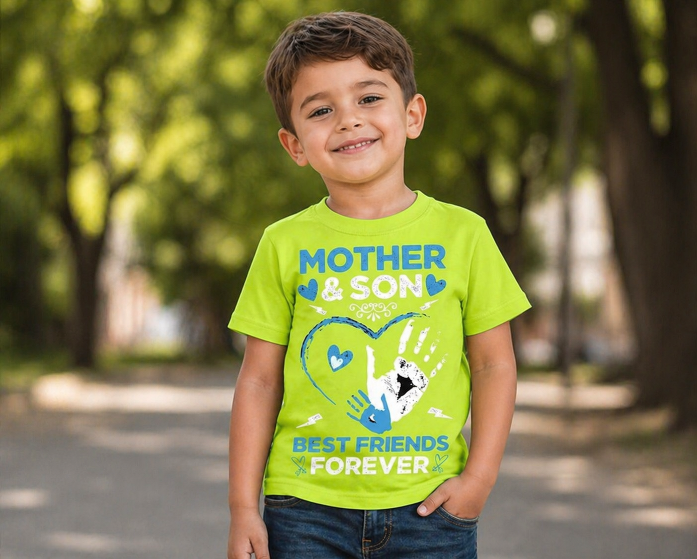 Kids' Lime Green T-Shirt - Mother & Son Best Friends Forever Print